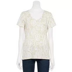 Women's Croft & Barrow® Essential V-Neck Tee 139 Women's Croft & Barrow® Essential V-Neck Tee -Cotton Sales Store 3482291 Beige White Palm