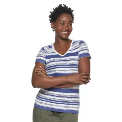 Women's Croft & Barrow® Essential V-Neck Tee 154 Women's Croft & Barrow® Essential V-Neck Tee -Cotton Sales Store 3482291 Blue Painted Stripe
