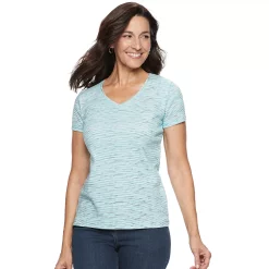 Women's Croft & Barrow® Essential V-Neck Tee 158 Women's Croft & Barrow® Essential V-Neck Tee -Cotton Sales Store 3482291 Blue Spacedye