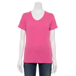 Women's Croft & Barrow® Essential V-Neck Tee 133 Women's Croft & Barrow® Essential V-Neck Tee -Cotton Sales Store 3482291 Destiny Pink