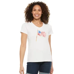 Women's Croft & Barrow® Essential V-Neck Tee 94 Women's Croft & Barrow® Essential V-Neck Tee -Cotton Sales Store 3482291 Flag Print