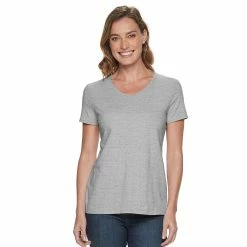 Women's Croft & Barrow® Essential V-Neck Tee 93 Women's Croft & Barrow® Essential V-Neck Tee -Cotton Sales Store 3482291 Gray Nep