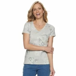 Women's Croft & Barrow® Essential V-Neck Tee 155 Women's Croft & Barrow® Essential V-Neck Tee -Cotton Sales Store 3482291 Gray Paisley