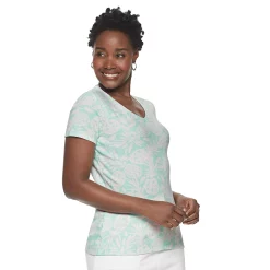 Women's Croft & Barrow® Essential V-Neck Tee 162 Women's Croft & Barrow® Essential V-Neck Tee -Cotton Sales Store 3482291 Light Blue Pineapple