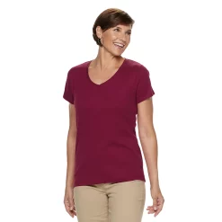 Women's Croft & Barrow® Essential V-Neck Tee 108 Women's Croft & Barrow® Essential V-Neck Tee -Cotton Sales Store 3482291 Maroon