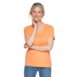 Women's Croft & Barrow® Essential V-Neck Tee 102 Women's Croft & Barrow® Essential V-Neck Tee -Cotton Sales Store 3482291 Pastel Orange
