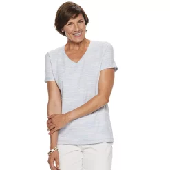 Women's Croft & Barrow® Essential V-Neck Tee 160 Women's Croft & Barrow® Essential V-Neck Tee -Cotton Sales Store 3482291 Periwinkle Spacedye