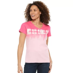 Women's Croft & Barrow® Essential V-Neck Tee 96 Women's Croft & Barrow® Essential V-Neck Tee -Cotton Sales Store 3482291 Pink Tie Dye