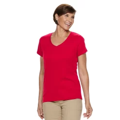 Women's Croft & Barrow® Essential V-Neck Tee 134 Women's Croft & Barrow® Essential V-Neck Tee -Cotton Sales Store 3482291 Red