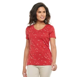 Women's Croft & Barrow® Essential V-Neck Tee 95 Women's Croft & Barrow® Essential V-Neck Tee -Cotton Sales Store 3482291 Red Stars