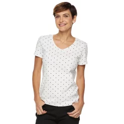Women's Croft & Barrow® Essential V-Neck Tee 126 Women's Croft & Barrow® Essential V-Neck Tee -Cotton Sales Store 3482291 White Dot