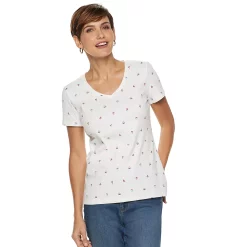 Women's Croft & Barrow® Essential V-Neck Tee 164 Women's Croft & Barrow® Essential V-Neck Tee -Cotton Sales Store 3482291 White Sailboat