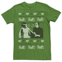 Men's Universal Monsters Mr. & Mrs. Frankenstein Holiday Pattern Tee