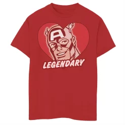 Boys 8-20 Marvel Captain America Legendary Heart Valentine Tee