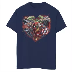 Boys 8-20 Marvel Avengers Heart Group Shot Valentine Tee -Cotton Sales Store 4301065 Navy