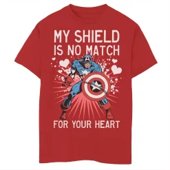Boys 8-20 Marvel Captain America Shield Heart Valentine Tee