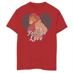 Boys 8-20 Disney Lion King Simba Nala Feel The Love Heart Tee