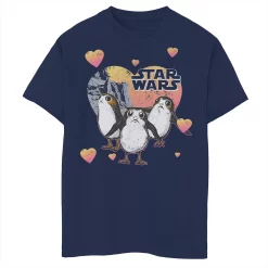 Boys 8-20 Star Wars Porg Hearts Group Shot Valentine Tee