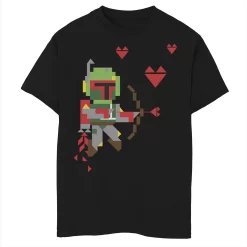 Boys 8-20 Star Wars Boba Fett 8-Bit Cupid Hearts Valentine Tee