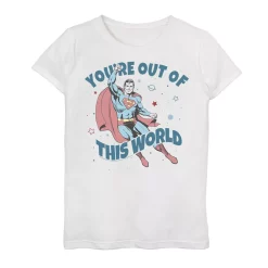 Girls 7-16 DC Comics Valentine's Day Superman You're Out Of This World Graphic Tee