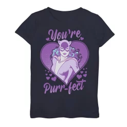 Girls 7-16 DC Comics Valentine's Day Catwoman You're Purr-fect Graphic Tee
