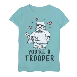 Girls 7-16 Star Wars You're A Trooper Floating Hearts Graphic Tee