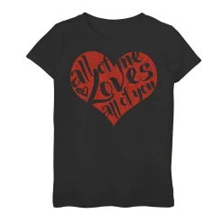 Girls 7-16 Valentine's Day All Of Me Loves All Of You Graphic Tee