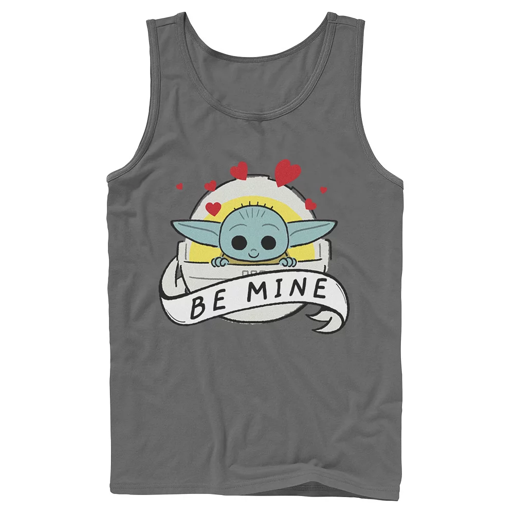 Men's Star Wars The Mandalorian The Child Be Mine Valentine's Day Tank 3 Men's Star Wars The Mandalorian The Child Be Mine Valentine's Day Tank