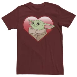 Men's Star Wars The Mandalorian The Child Valentine Heart Portrait Tee