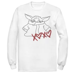 Men's Star Wars The Mandalorian The Child Valentine's Day Outline Tee