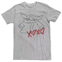 Men's Star Wars The Mandalorian The Child Valentine's Day Outline Tee