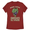 Juniors' Marvel Hulk Smashing Love Valentine's Day Tee -Cotton Sales Store 4863810