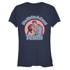 Juniors' DC Comics Valentine's Day Justice League Make A Great Team Graphic Tee -Cotton Sales Store 4863977 Navy