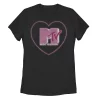 Juniors' MTV Distressed In A Heart Pink Logo Tee -Cotton Sales Store 4866580