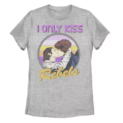 Juniors' Star Wars Rebel Kiss Tee -Cotton Sales Store 4868030 Athletic Heather