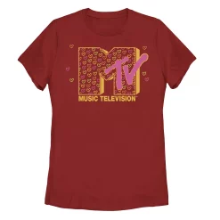 Juniors' MTV Music Television Doodle Hearts Logo Tee