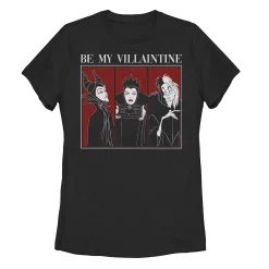 Juniors' Disney Villains Valentine's "Be My Villaintine" Panels Tee
