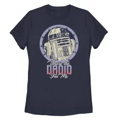 Juniors' Star Wars R2-D2 Droid For Me Valentine's Day Tee -Cotton Sales Store 4943772 Black