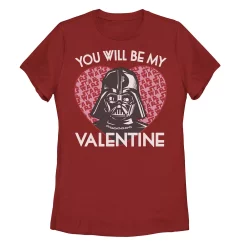 Juniors' Star Wars You Will Be My Valentine Darth Vader Tee -Cotton Sales Store 4943787 Red