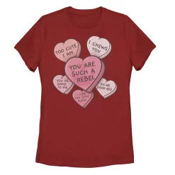 Juniors' Star Wars Valentines Candy Heart Quotes Tee -Cotton Sales Store 4943790 Red