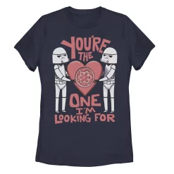 Juniors' Star Wars Valentines The One I'm Looking For Tee -Cotton Sales Store 4943793 Navy