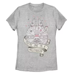 Juniors' Star Wars Millennium Falcon One In A Millennium Tee -Cotton Sales Store 4943801 Athletic Heather