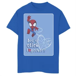 Boys 8-20 Marvel Spider-Man Let's Stick Together Valentine Card Graphic Tee