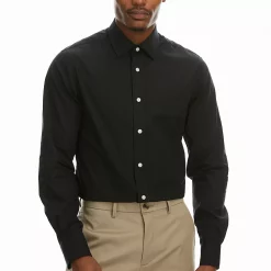 Men's Haggar Slim-Fit Premium Comfort Spread-Collar Dress Shirt -Cotton Sales Store 5061175 Black