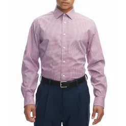 Men's Haggar Slim-Fit Premium Comfort Spread-Collar Dress Shirt -Cotton Sales Store 5061175 Blue Red Check