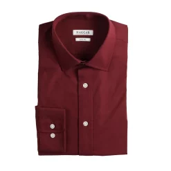 Men's Haggar Slim-Fit Premium Comfort Spread-Collar Dress Shirt -Cotton Sales Store 5061175 Burgundy Solid