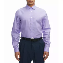 Men's Haggar Slim-Fit Premium Comfort Spread-Collar Dress Shirt -Cotton Sales Store 5061175 Lilac Solid
