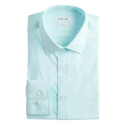 Men's Haggar Slim-Fit Premium Comfort Spread-Collar Dress Shirt -Cotton Sales Store 5061175 Seafoam Solid