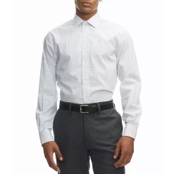 Men's Haggar Slim-Fit Premium Comfort Spread-Collar Dress Shirt -Cotton Sales Store 5061175 Silver Black Plaid