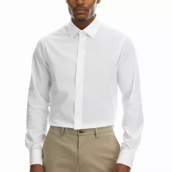 Men's Haggar Slim-Fit Premium Comfort Spread-Collar Dress Shirt -Cotton Sales Store 5061175 White